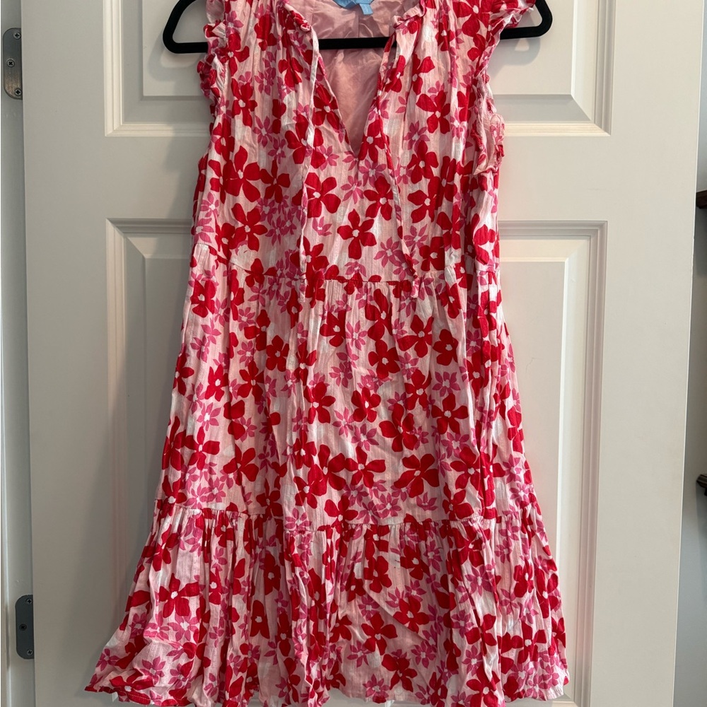 Draper James Floral Pink and Red Sleeveless Dress